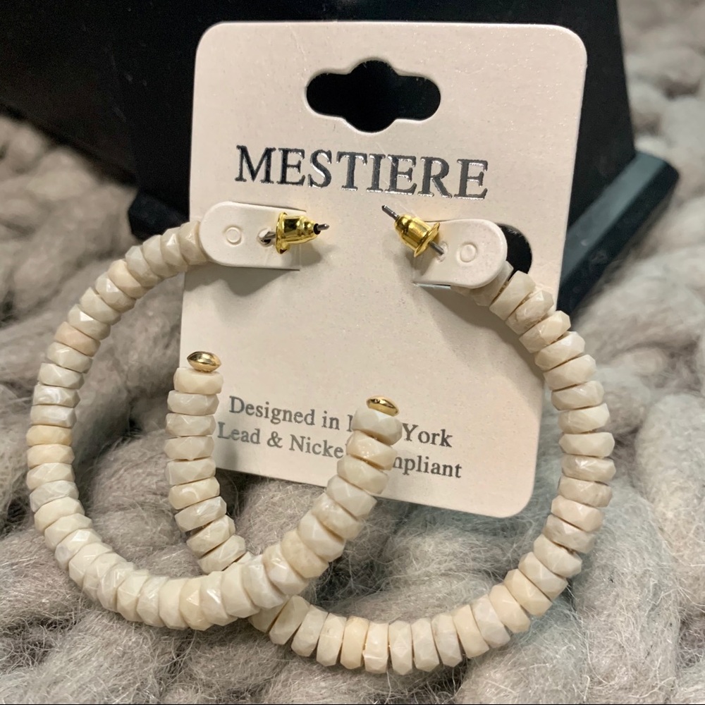 NWT Textured Beaded Hoops